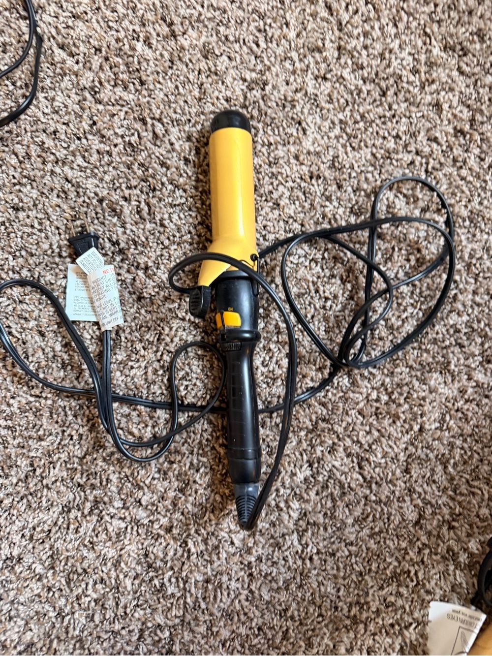 Yellow Ceramic Curling Iron for Women Hair - Unbranded